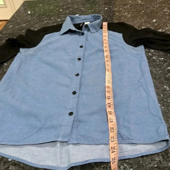 H&M Half demin half chiffon Blouse - Picture 7 of 10